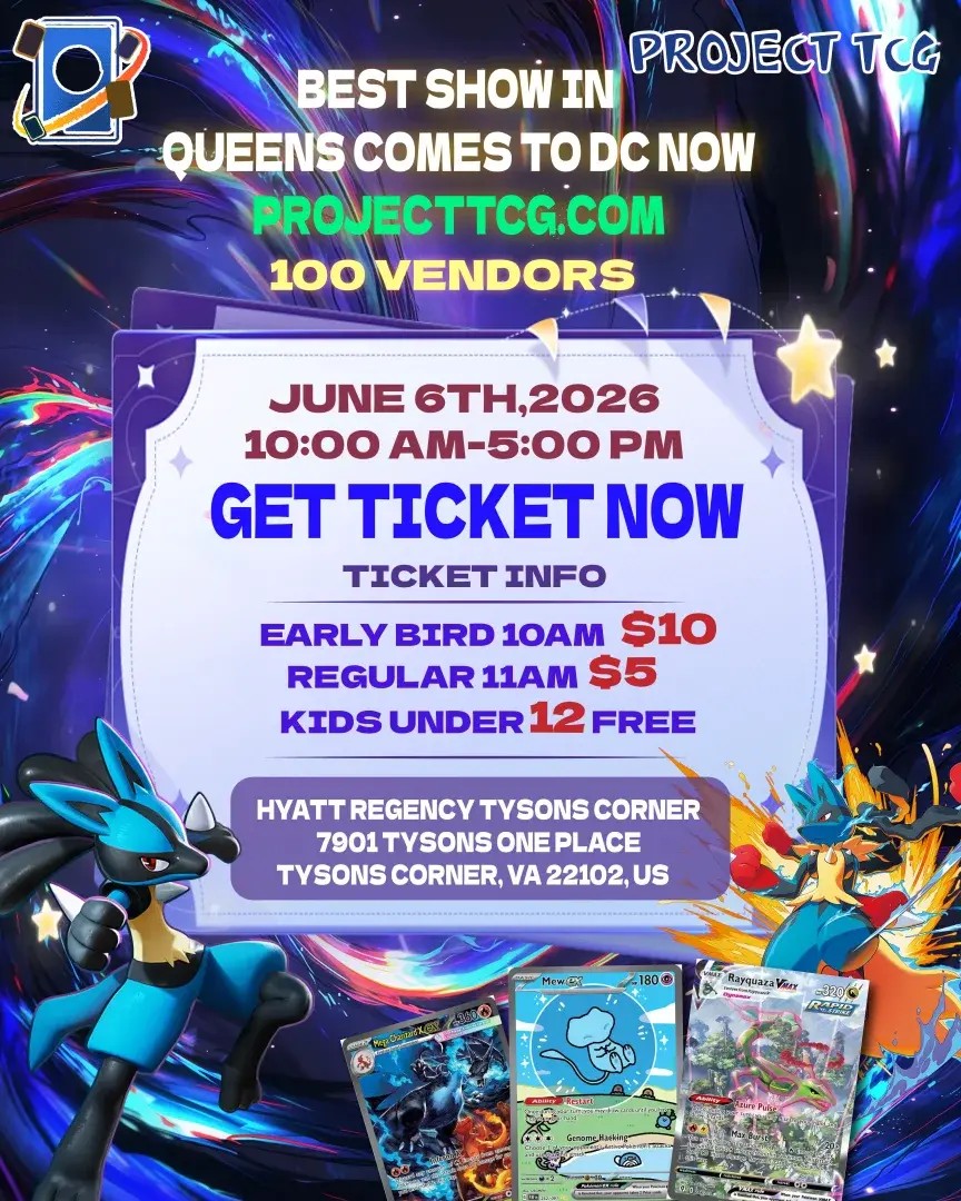 Flyer for VA Card Show Presented By Project TCG